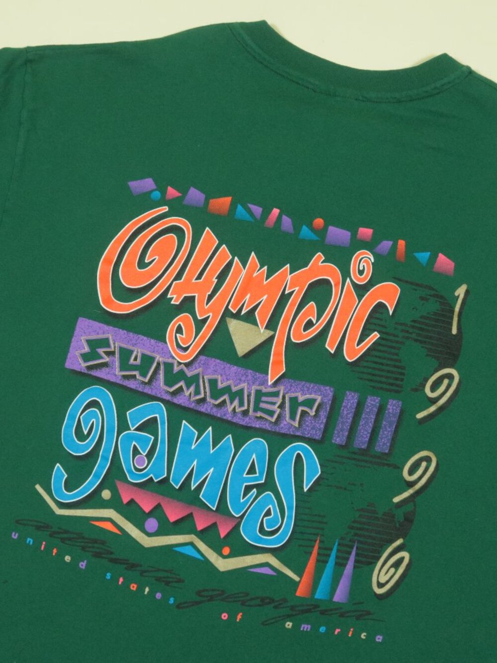 Vintage Hanes Olympic Summer Games 1996 T Shirt XL Green Single Stitch Crewneck